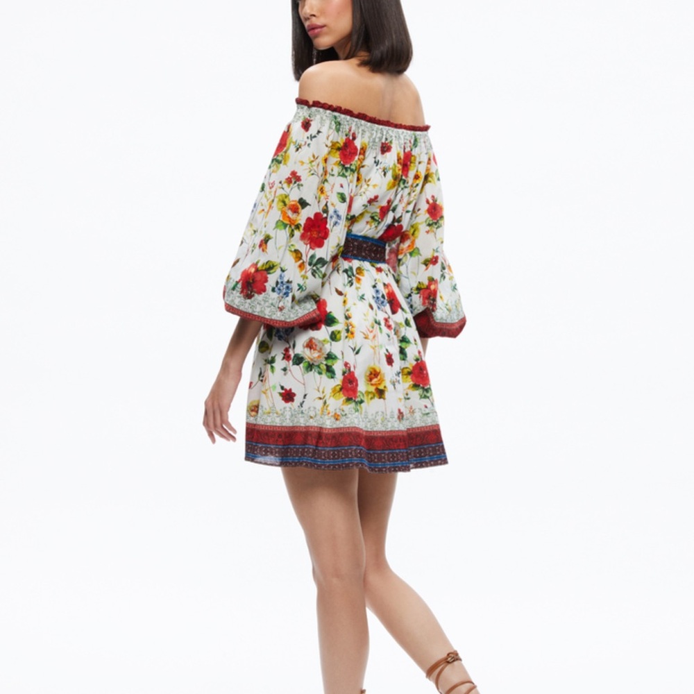 Alice & Olivia - Mary Off Shoulder Tie Mini Dress